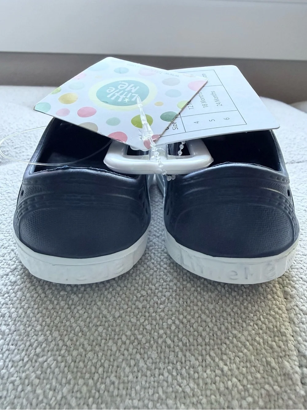 NWT Little Me navy blue/ white size 4 water shoes